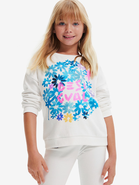 Desigual Bílá holčičí mikina Desigual Bloom