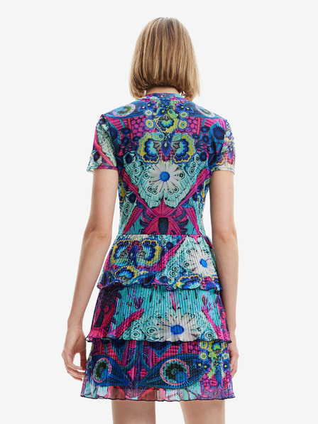 Desigual Modré dámské vzorované šaty Desigual Exeter-Lacroix