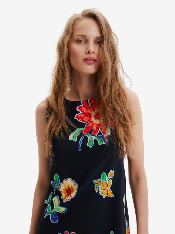 Desigual Černé dámské květované šaty Desigual Sundance