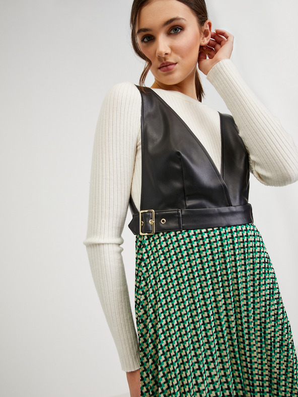 Orsay Černo-zelené dámské vzorované šaty ORSAY