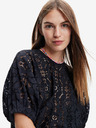 Desigual Černý dámský krajkový top Desigual Lucca