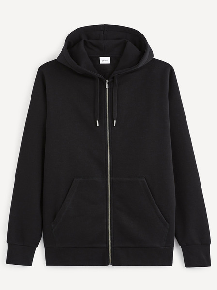 Celio Černá basic mikina s kapucí Celio Vethree