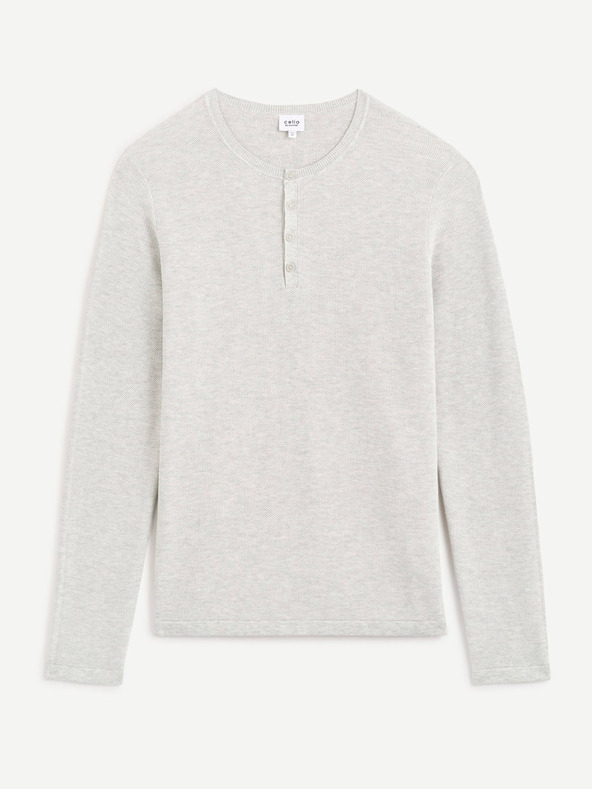 Celio Světle šedý pánský lehký svetr s knoflíky Celio Cehenpik