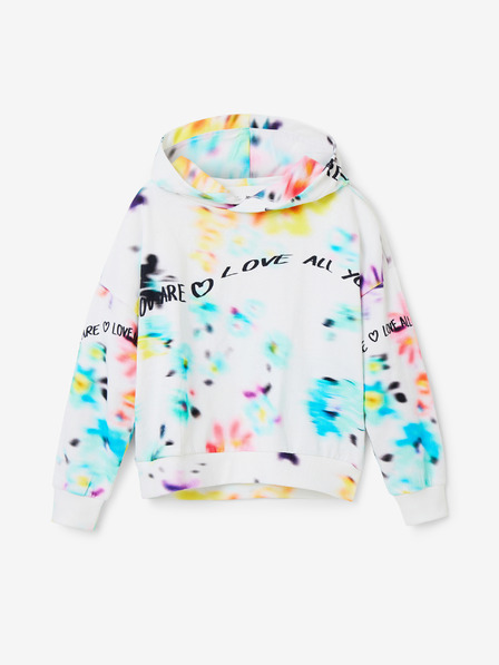 Desigual Bílá holčičí květovaná mikina s kapucí Desigual Flores