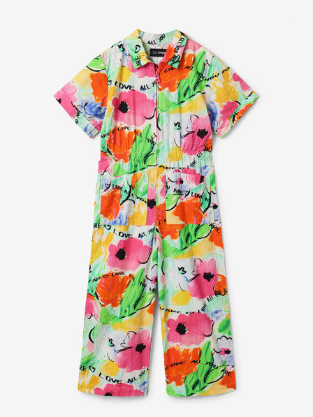 Desigual Zeleno-růžový holčičí květovaný overal Desigual Wisteria