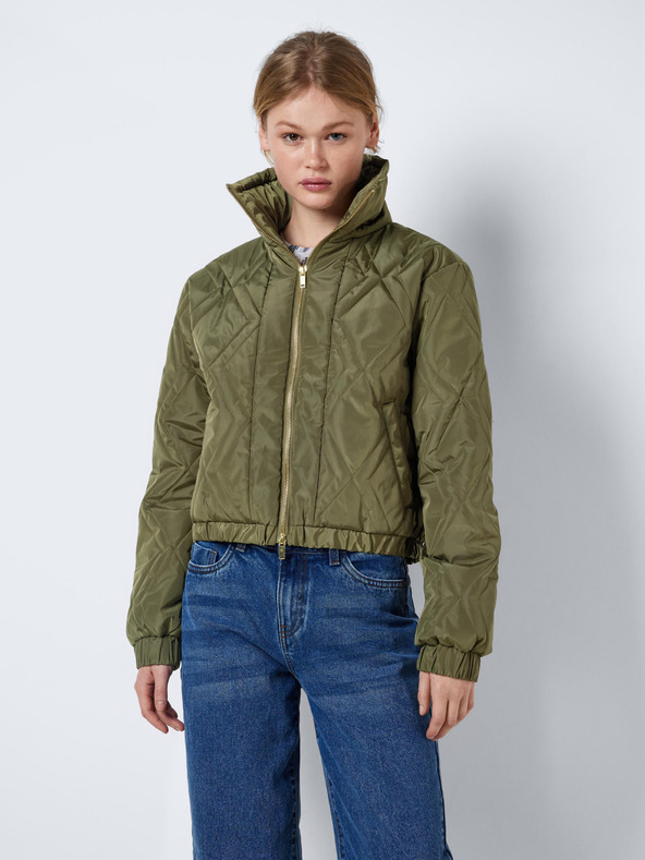 Noisy May Khaki dámský prošívaný bomber s límcem Noisy May Ziggy