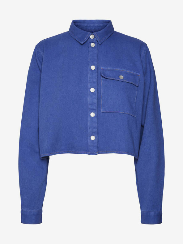 Noisy May Modrá dámská džínová cropped košile Noisy May Maddy