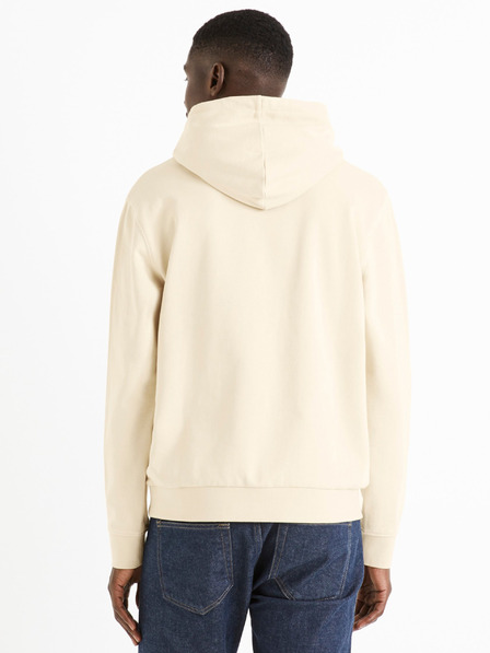 Celio Béžová pánská mikina s kapucí Celio Tehoodie