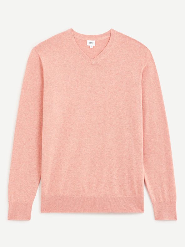 Celio Růžový pánský svetr Celio Decotonv