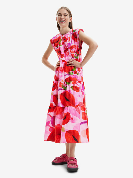 Desigual Růžové dámské vzorované maxišaty Desigual Tulip-Lacroix