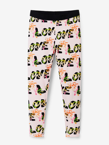Desigual Světle růžové holčičí vzorované legíny Desigual Garden