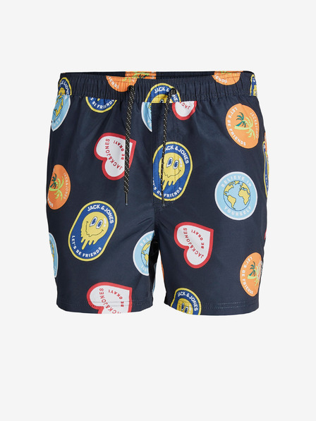 Jack & Jones Tmavě modré klučičí kraťasy s potiskem Jack & Jones Fiji