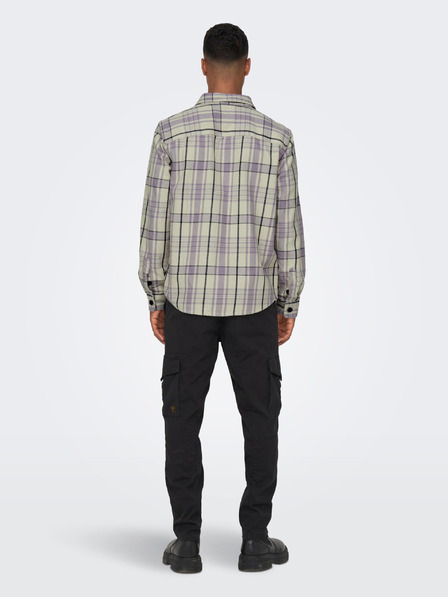 ONLY & SONS Krémovo-fialová pánská kostkovaná košile ONLY & SONS Milo