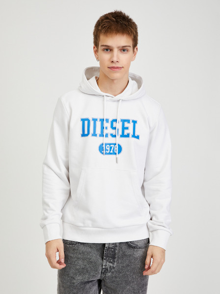 Diesel Bílá pánská mikina s kapucí Diesel