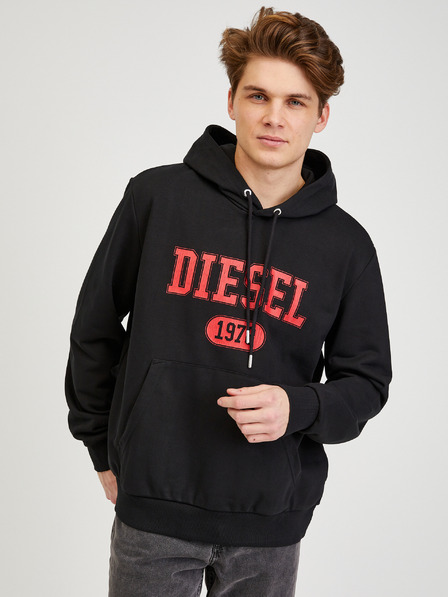 Diesel Černá pánská mikina s kapucí Diesel