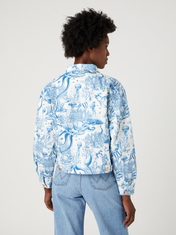 Wrangler Bílo-modrá dámská vzorovaná džínová bunda Wrangler