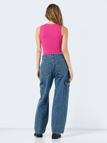 Noisy May Tmavě růžové crop top tílko Noisy May Frey