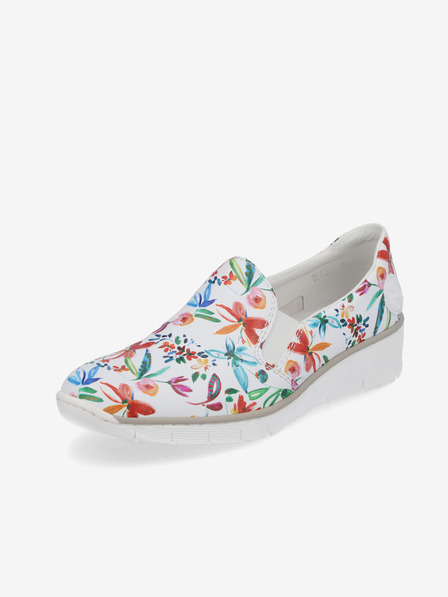Rieker Bílé dámské květinové slip on tenisky Rieker