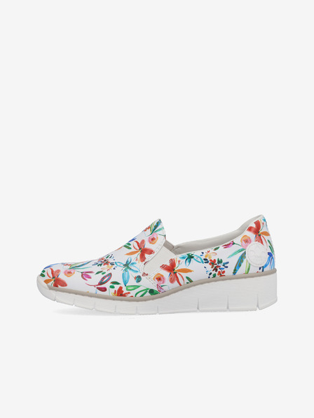 Rieker Bílé dámské květinové slip on tenisky Rieker