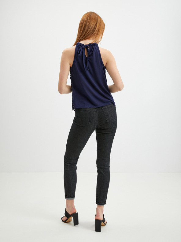 Orsay Tmavě modrý dámský krajkový top ORSAY