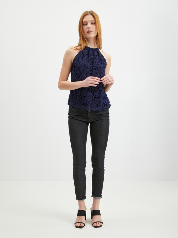Orsay Tmavě modrý dámský krajkový top ORSAY