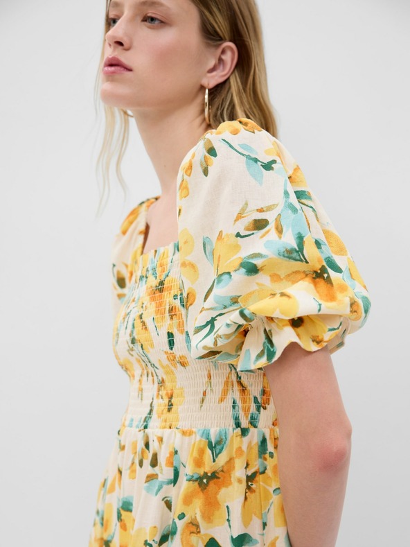 GAP Lněné květované šaty GAP