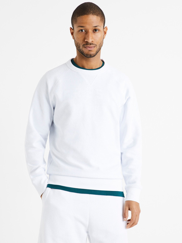 Celio Bílá pánská mikina Celio Dereverse
