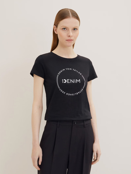 Tom Tailor Denim Černé dámské tričko Tom Tailor Denim