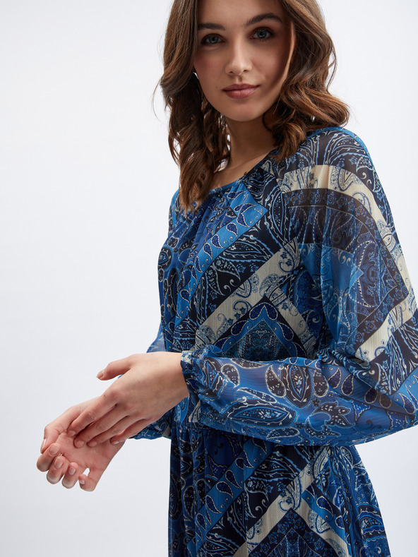 Orsay Tmavě modré dámské vzorované šaty ORSAY