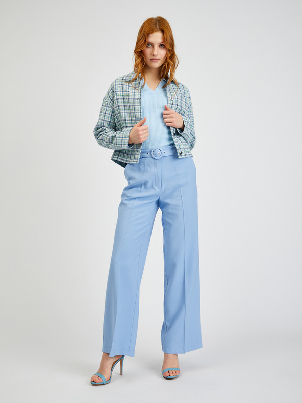 Orsay Světle modré dámské kostkované sako ORSAY