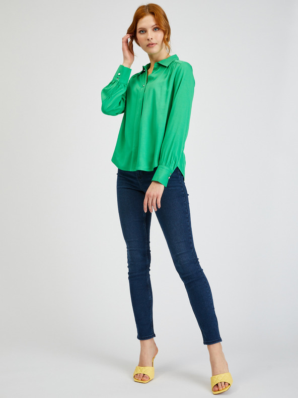 Orsay Zelená dámská saténová halenka ORSAY