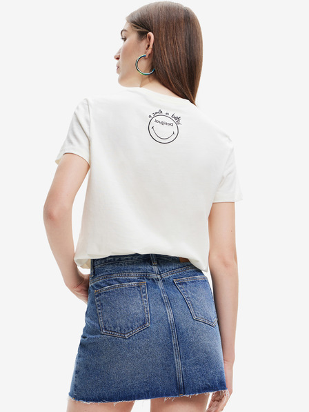 Desigual Bílé dámské tričko Desigual Margarita Smiley