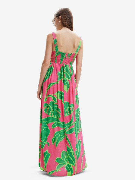 Desigual Zeleno-růžové dámské vzorované šaty Desigual Damila