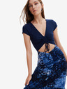 Desigual Tmavě modré dámské žíhané šaty Desigual Brighton