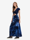 Desigual Tmavě modré dámské žíhané šaty Desigual Brighton
