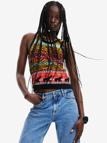 Desigual Černý dámský vzorovaný top Desigual Xenia