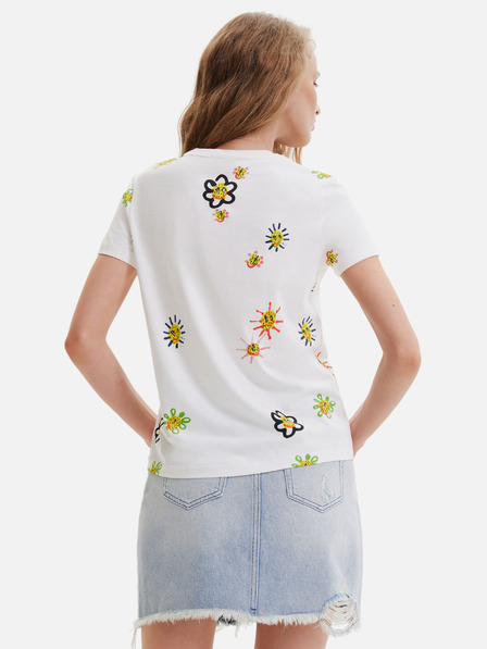Desigual Bílé dámské tričko s potiskem Desigual Margapepo