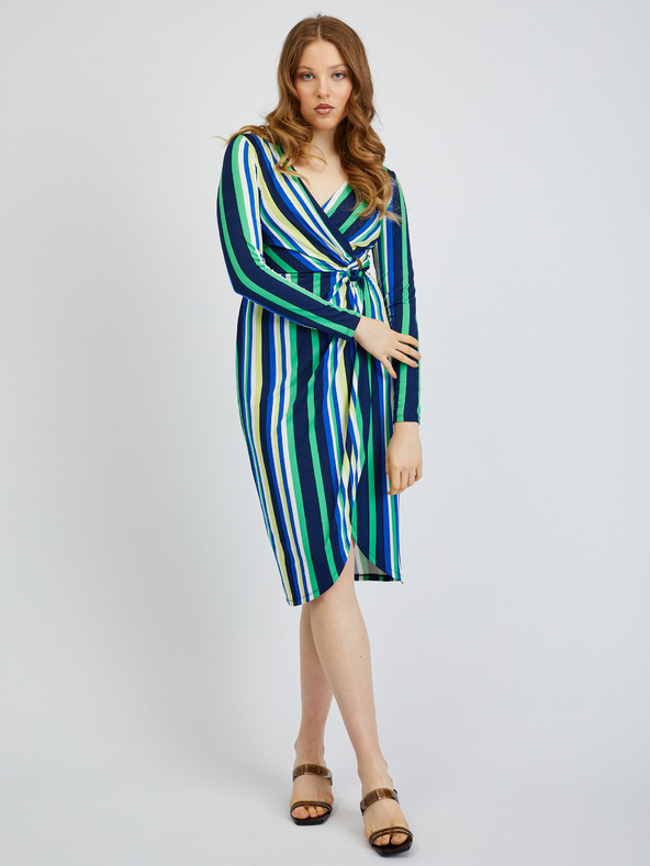 Orsay Zeleno-modré dámské pruhované šaty ORSAY