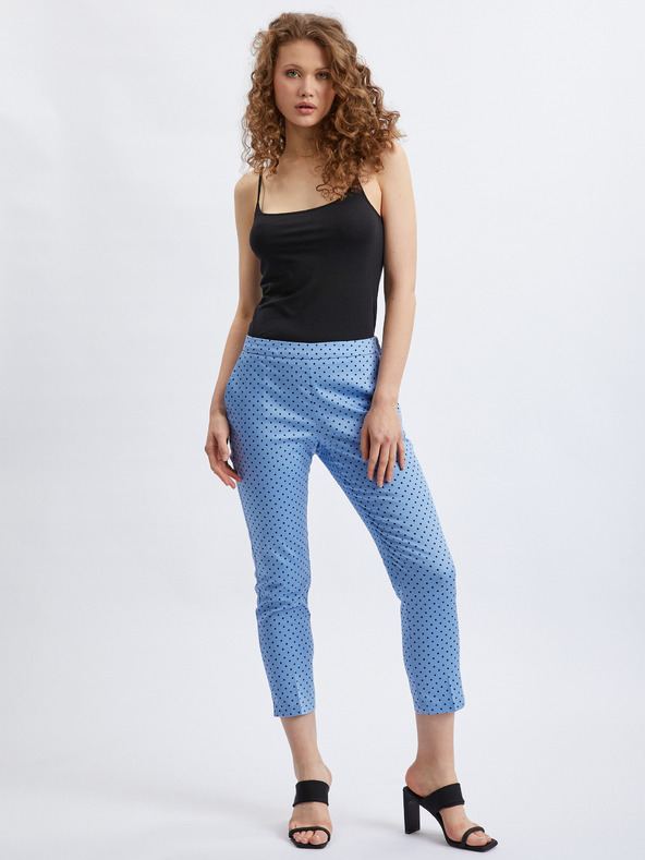 Orsay Modré dámské tříčtvrteční puntíkované kalhoty ORSAY