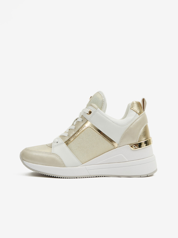 Michael Kors Bílo-béžové dámské kožené kotníkové tenisky Michael Kors Georgie