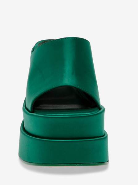 Steve Madden Tmavě zelené dámské pantofle na podpatku Steve Madden
