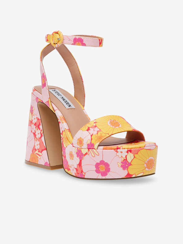 Steve Madden Oranžovo-růžové dámské sandály na podpatku Steve Madden
