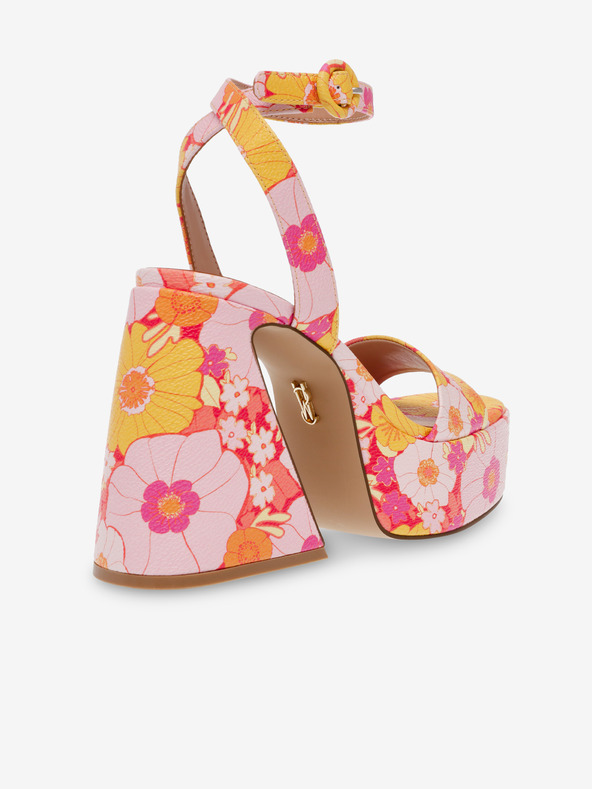 Steve Madden Oranžovo-růžové dámské sandály na podpatku Steve Madden
