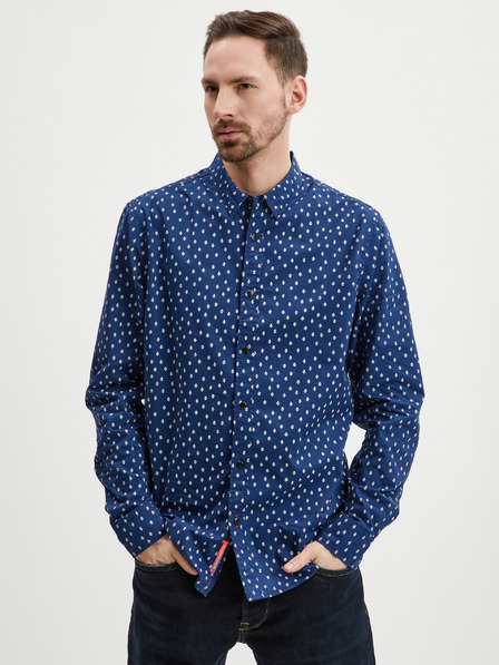 Scotch & Soda Tmavě modrá vzorovaná pánská košile Scotch & Soda