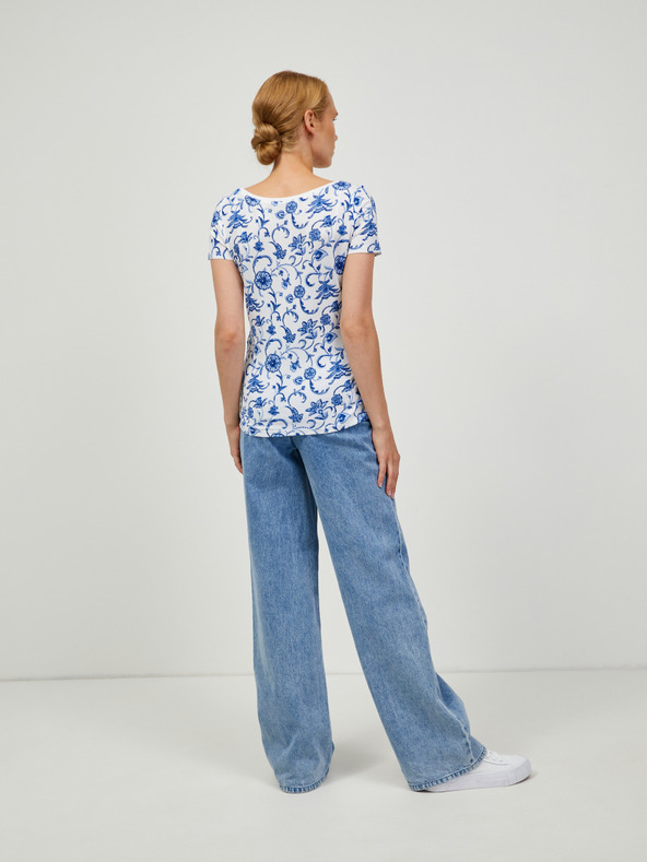 Orsay Modro-bílé vzorované tričko ORSAY