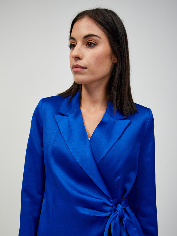 Orsay Tmavě modré saténové sako se zavazováním ORSAY