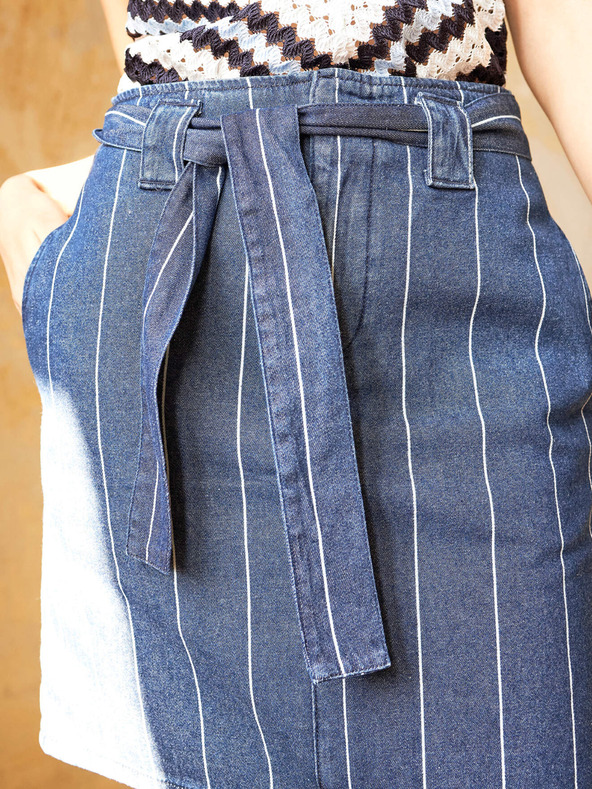 Orsay Modrá pruhovaná krátká džínová sukně se zavazováním ORSAY