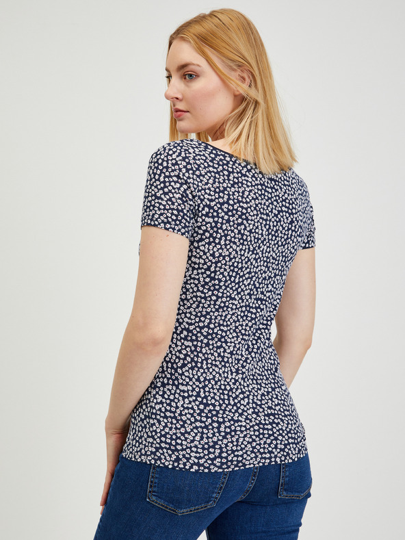 Orsay Tmavě modré dámské květované tričko ORSAY
