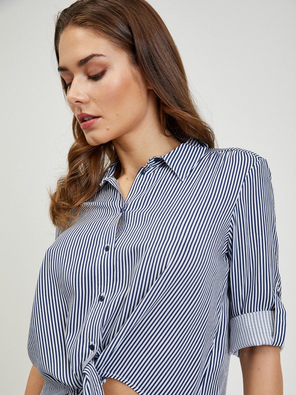 Orsay Bílo-modrá dámská pruhovaná košile s uzlem ORSAY