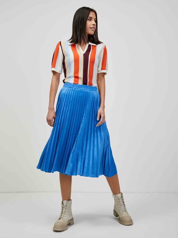 Orsay Oranžovo-krémový lehký pruhovaný svetr s krátkým rukávem ORSAY